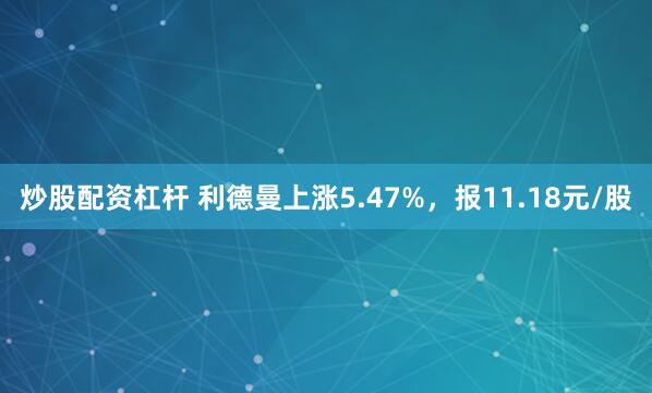 炒股配资杠杆 利德曼上涨5.47%，报11.18元/股