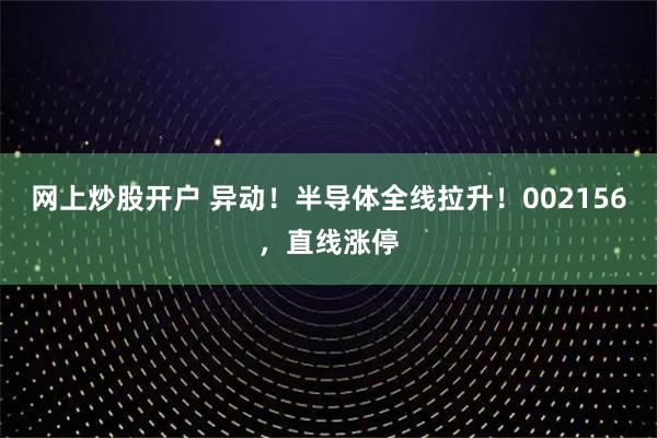 网上炒股开户 异动！半导体全线拉升！002156，直线涨停